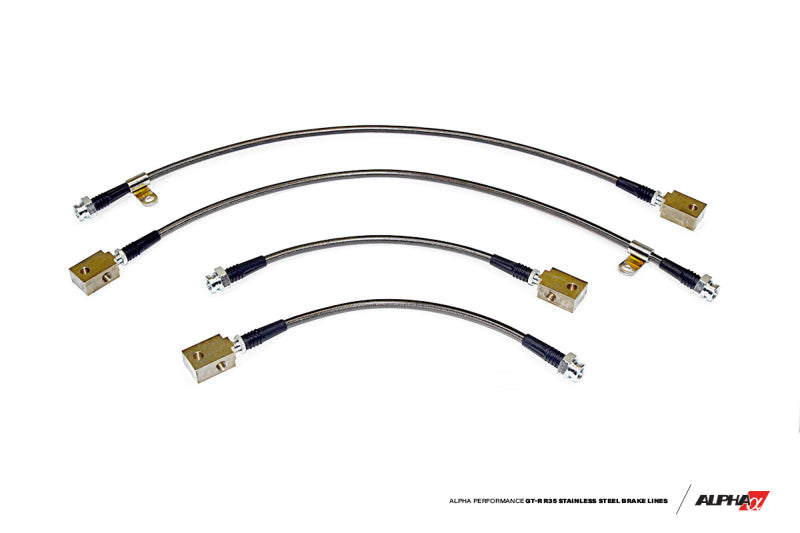 AMS Performance 2009+ Nissan GT-R R35 Alpha Short Route Style Stainless Steel Brake Lines.
