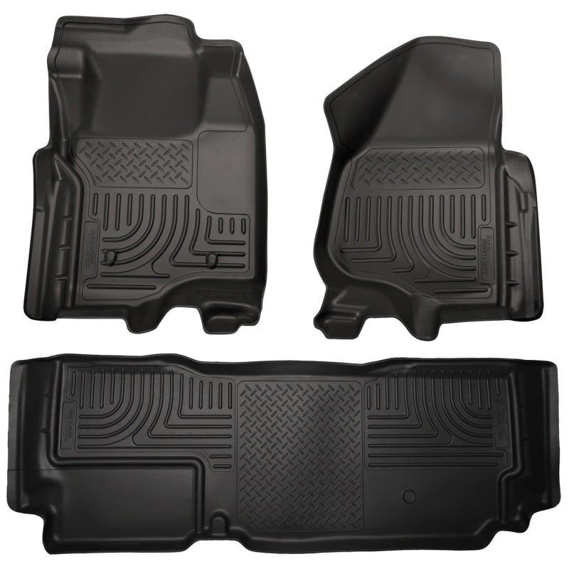 Husky Liners 2012.5 Ford SD Super Cab WeatherBeater Combo Black Floor Liners (w/o Manual Trans Case).
