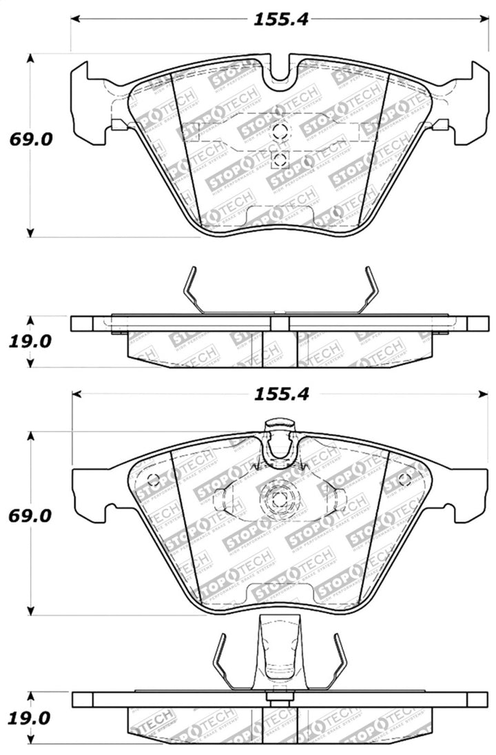 StopTech Performance 11-12 BMW Z4 (E86) / 07-11 335 Series (E90/92/93/F30) Front Brake Pads.